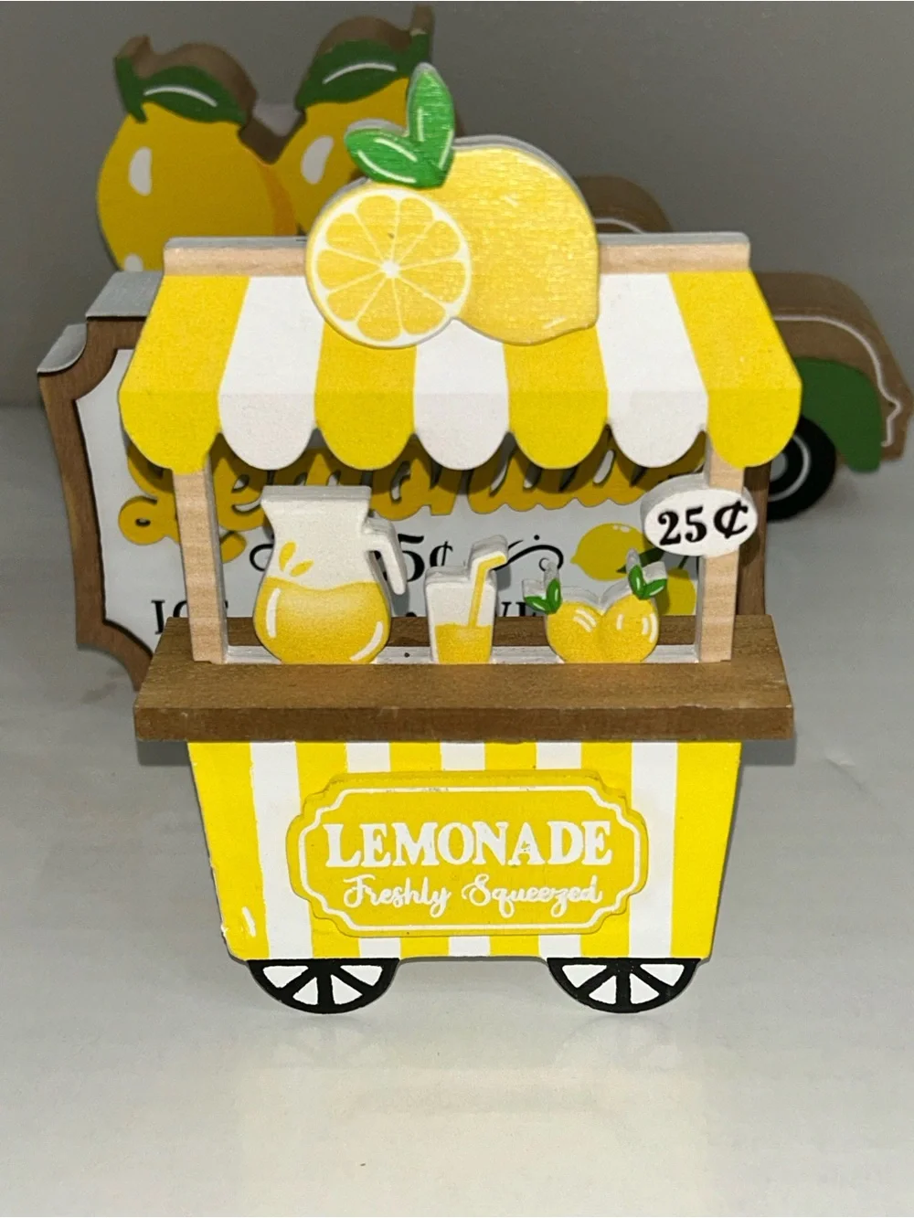 The Spring Shop Yellow & Green Lemonade Truck and Stand Decorative wood Set